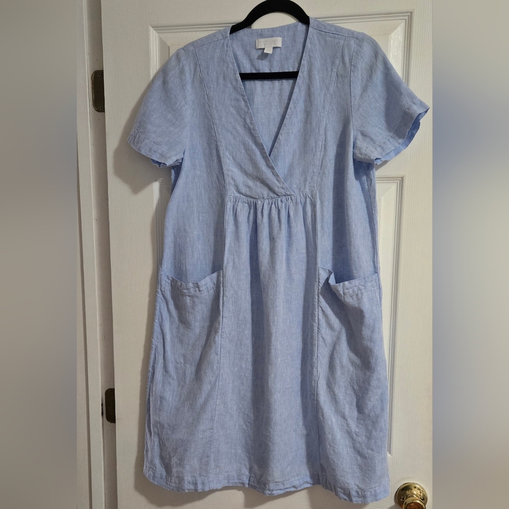 White Label by The White Company 100% Linen‎ Shift Dress. Blue, US Size 8
